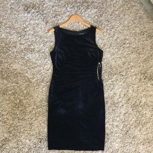 Ivanka Trump black velvet side zipper sheath dress